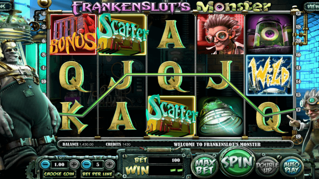 Игровой интерфейс Frankenslot's Monster 9
