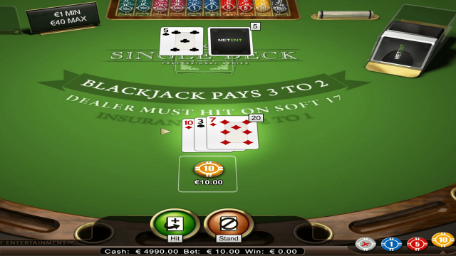 Бонусная игра Single Deck Blackjack Professional Series 2