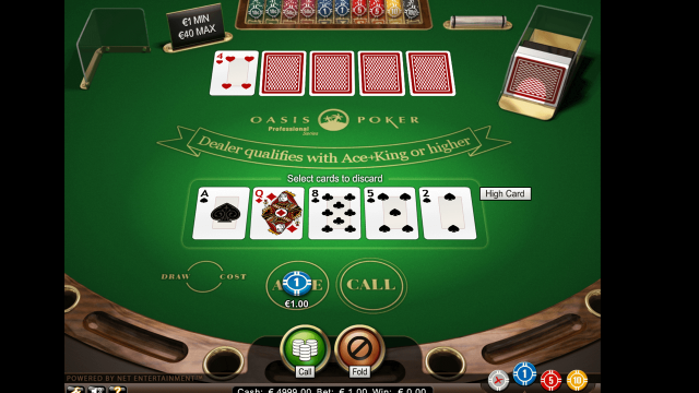 Игровой интерфейс Oasis Poker Professional Series 1